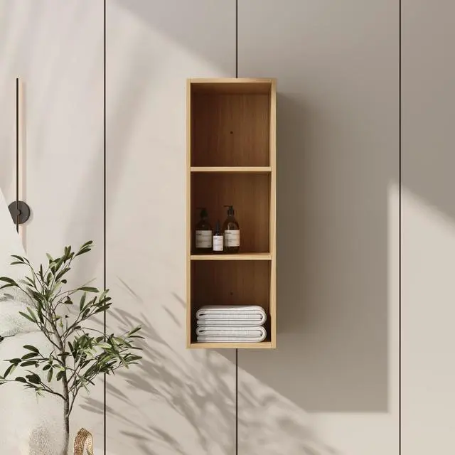 Main image of 12 Inch Small Wall Mounted Storage Shelves, Suitable For Small Bathroom, Study, Storage Room, Original Oak (KD-Packing)