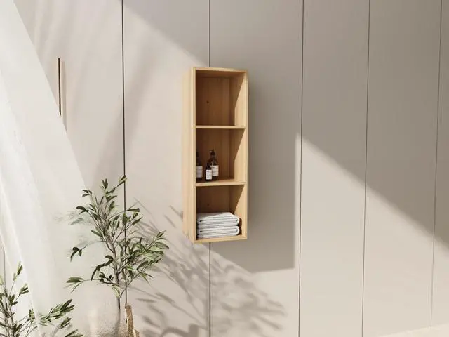 Alt view image 3 of 7 - 12 Inch Small Wall Mounted Storage Shelves, Suitable For Small Bathroom, Study, Storage Room, Original Oak (KD-Packing)