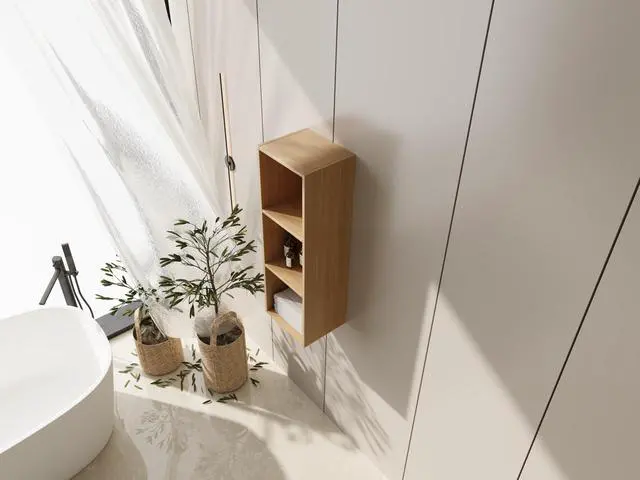 Alt view image 6 of 7 - 12 Inch Small Wall Mounted Storage Shelves, Suitable For Small Bathroom, Study, Storage Room, Original Oak (KD-Packing)
