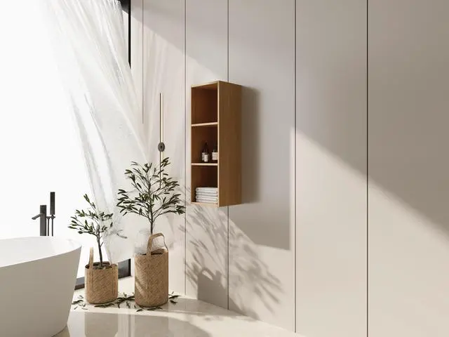 Alt view image 4 of 7 - 12 Inch Small Wall Mounted Storage Shelves, Suitable For Small Bathroom, Study, Storage Room, Original Oak (KD-Packing)