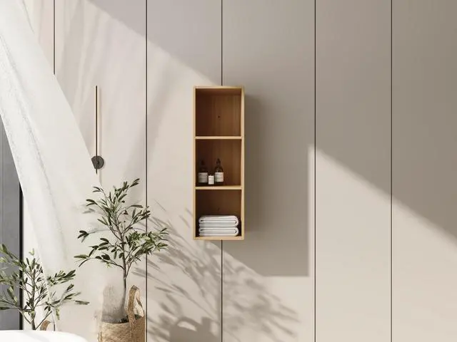 Alt view image 5 of 7 - 12 Inch Small Wall Mounted Storage Shelves, Suitable For Small Bathroom, Study, Storage Room, Original Oak (KD-Packing)