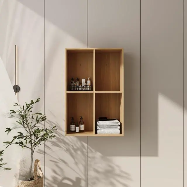 Main image of 24 Inch Small Wall Mounted Storage Shelves, Suitable For Small Bathroom, Study, Storage Room, Original Oak (KD-Packing)