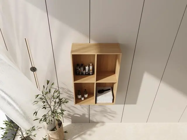 Alt view image 4 of 7 - 24 Inch Small Wall Mounted Storage Shelves, Suitable For Small Bathroom, Study, Storage Room, Original Oak (KD-Packing)