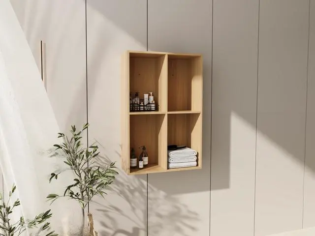 Alt view image 2 of 7 - 24 Inch Small Wall Mounted Storage Shelves, Suitable For Small Bathroom, Study, Storage Room, Original Oak (KD-Packing)