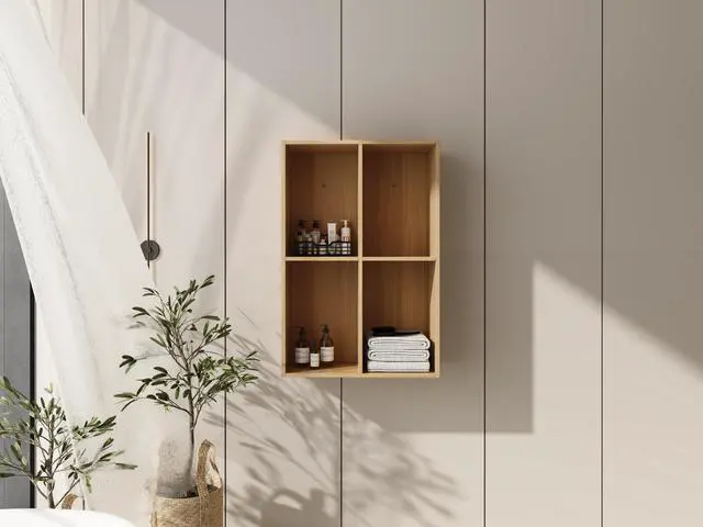 Alt view image 6 of 7 - 24 Inch Small Wall Mounted Storage Shelves, Suitable For Small Bathroom, Study, Storage Room, Original Oak (KD-Packing)