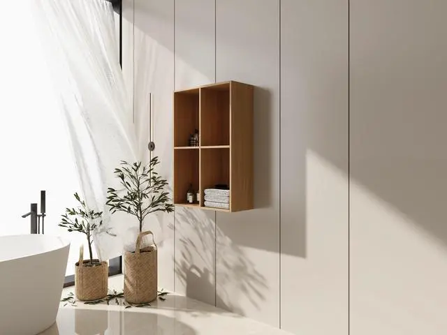 Alt view image 3 of 7 - 24 Inch Small Wall Mounted Storage Shelves, Suitable For Small Bathroom, Study, Storage Room, Original Oak (KD-Packing)