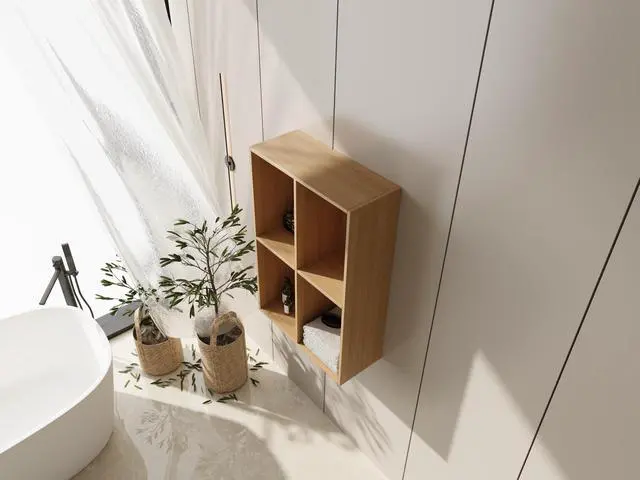 Alt view image 5 of 7 - 24 Inch Small Wall Mounted Storage Shelves, Suitable For Small Bathroom, Study, Storage Room, Original Oak (KD-Packing)