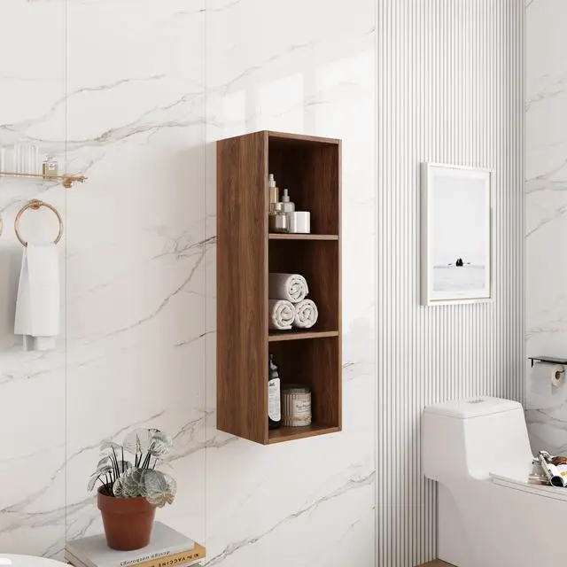 Alt view image 7 of 7 - 12 Inch Small Wall Mounted Storage Shelves, Suitable For Small Bathroom, Study, Storage Room, Brown Ebony (KD-Packing)