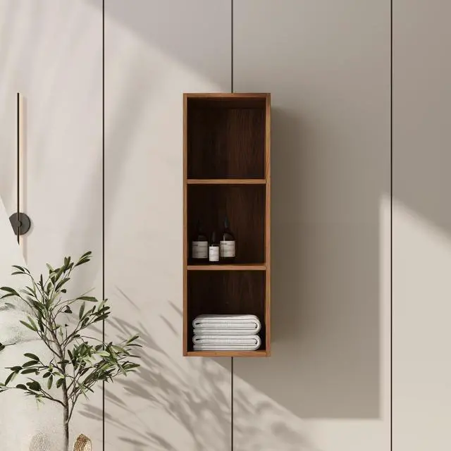 Main image of 12 Inch Small Wall Mounted Storage Shelves, Suitable For Small Bathroom, Study, Storage Room, Brown Ebony (KD-Packing)