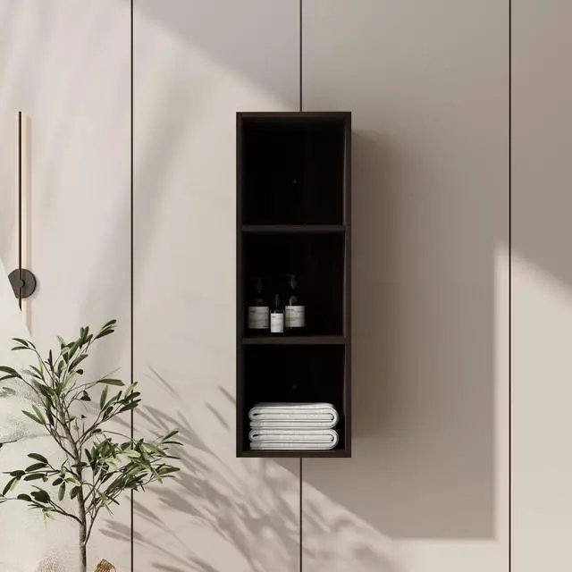 Main image of 12 Inch Small Wall Mounted Storage Shelves, Suitable For Small Bathroom, Study, Storage Room, Dark Oak (KD-Packing)