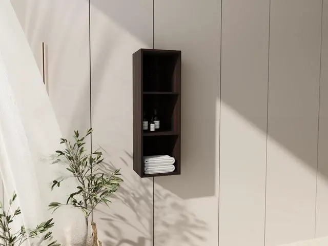 Alt view image 2 of 7 - 12 Inch Small Wall Mounted Storage Shelves, Suitable For Small Bathroom, Study, Storage Room, Dark Oak (KD-Packing)