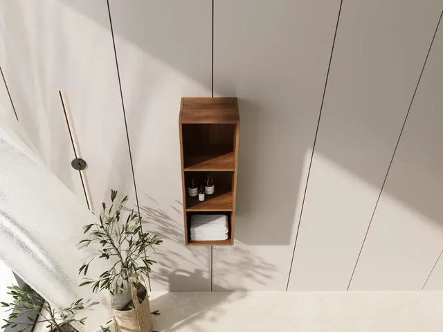 Alt view image 4 of 7 - 12 Inch Small Wall Mounted Storage Shelves, Suitable For Small Bathroom, Study, Storage Room, Brown Ebony (KD-Packing)