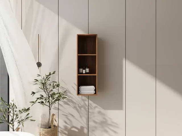 Alt view image 5 of 7 - 12 Inch Small Wall Mounted Storage Shelves, Suitable For Small Bathroom, Study, Storage Room, Brown Ebony (KD-Packing)