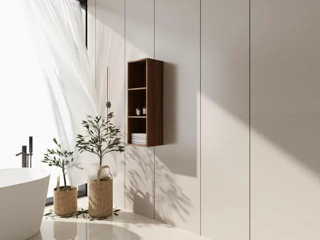 Alt view image 2 of 7 - 12 Inch Small Wall Mounted Storage Shelves, Suitable For Small Bathroom, Study, Storage Room, Brown Ebony (KD-Packing)