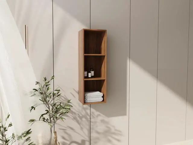 Alt view image 6 of 7 - 12 Inch Small Wall Mounted Storage Shelves, Suitable For Small Bathroom, Study, Storage Room, Brown Ebony (KD-Packing)