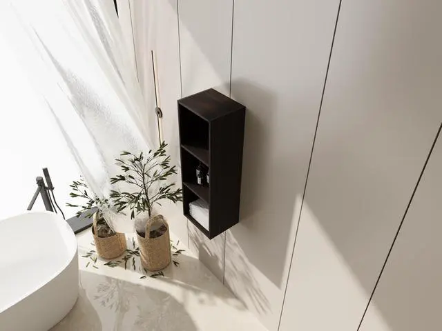 Alt view image 5 of 7 - 12 Inch Small Wall Mounted Storage Shelves, Suitable For Small Bathroom, Study, Storage Room, Dark Oak (KD-Packing)