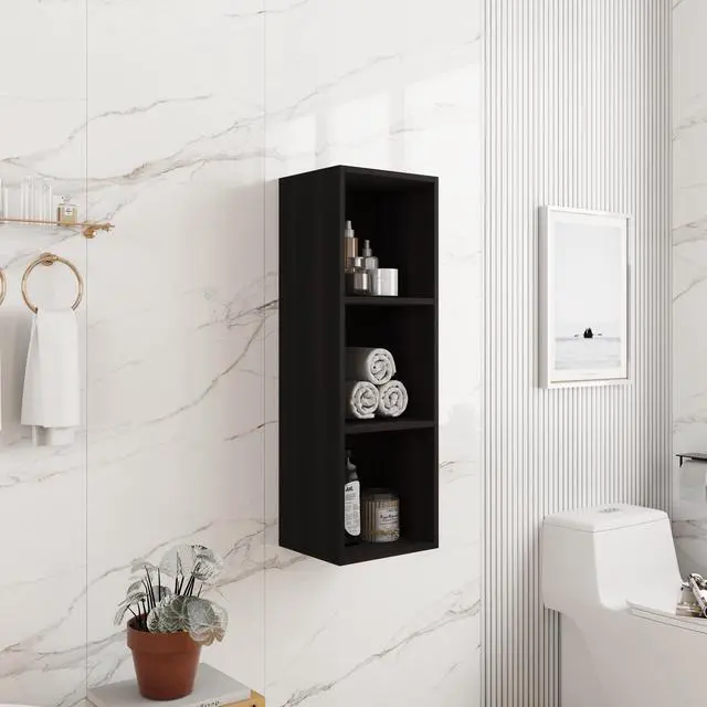 Alt view image 7 of 7 - 12 Inch Small Wall Mounted Storage Shelves, Suitable For Small Bathroom, Study, Storage Room, Dark Oak (KD-Packing)