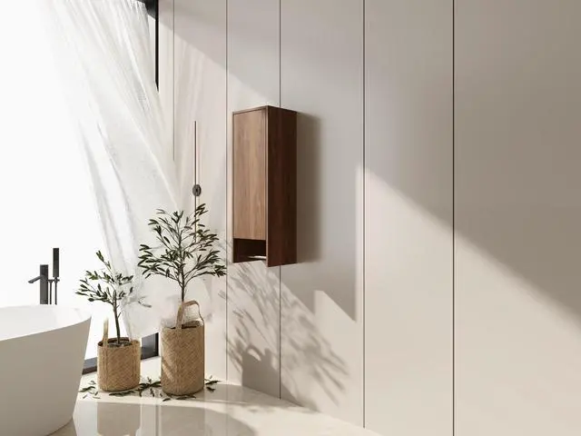 Alt view image 6 of 7 - 12 Inch Small Wall Mounted Side Cabinet, Soft Closing Door, Suitable For Small Bathroom, Study, Storage Room, Brown Ebony (KD-Packing)