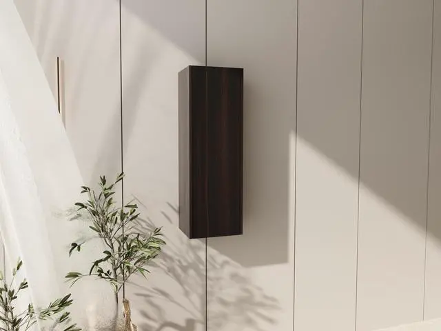 Alt view image 6 of 7 - 12 Inch Small Wall Mounted Side Cabinet, Soft Closing Door, Suitable For Small Bathroom,Study, Storage Room, Dark Oak (KD-Packing)