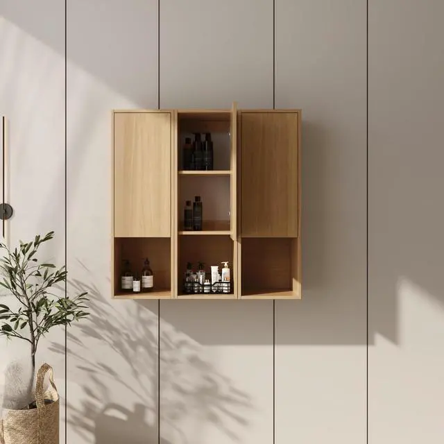 Main image of 36 Inch Wall-Mounted Side Cabinet, Soft Closing Door, Suitable For Small Bathroom, Study, Storage Room, Original Oak (KD-Packing)-12*3