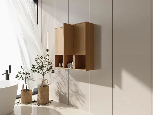 Alt view image 3 of 7 - 36 Inch Wall-Mounted Side Cabinet, Soft Closing Door, Suitable For Small Bathroom, Study, Storage Room, Original Oak (KD-Packing)-12*3
