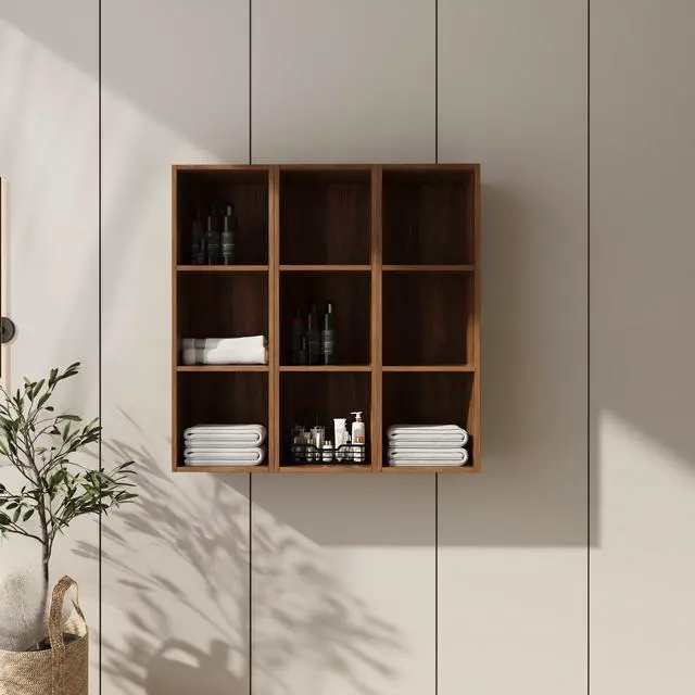 Main image of 36 Inch Wall Mounted Storage Shelves Combination, Suitable For Small Bathroom, Study, Storage Room, Brown Ebony (KD-Packing)-12*3