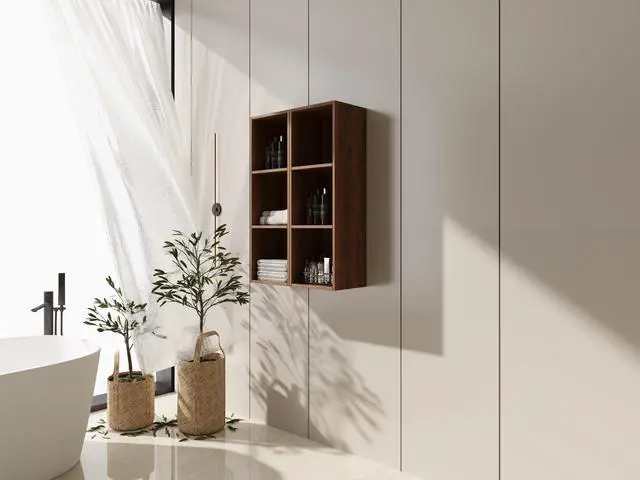 Alt view image 4 of 7 - 24 Inch Wall Mounted Storage Shelves Combination, Suitable For Small Bathroom, Study, Storage Room, Brown Ebony (KD-Packing)-12*2