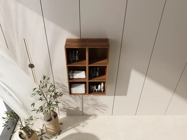 Alt view image 6 of 7 - 24 Inch Wall Mounted Storage Shelves Combination, Suitable For Small Bathroom, Study, Storage Room, Brown Ebony (KD-Packing)-12*2