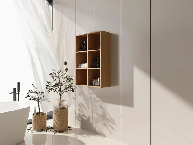 Alt view image 4 of 7 - 24 Inch Wall Mounted Storage Shelves Combination, Suitable For Small Bathroom, Study, Storage Room, Original Oak (KD-Packing)-12*2