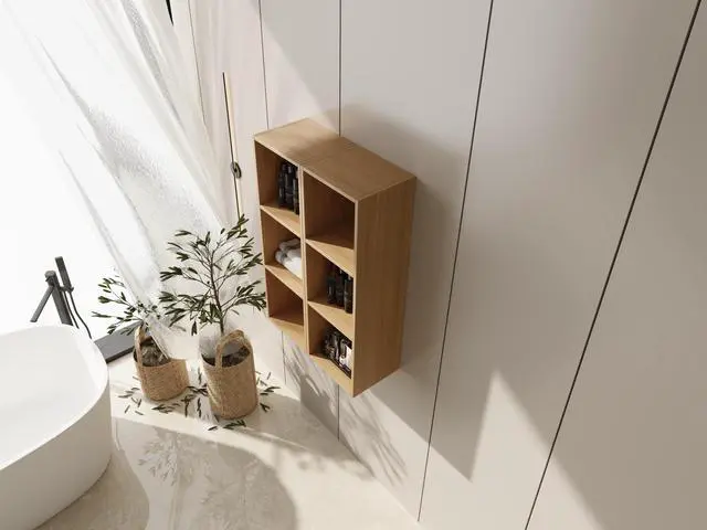 Alt view image 5 of 7 - 24 Inch Wall Mounted Storage Shelves Combination, Suitable For Small Bathroom, Study, Storage Room, Original Oak (KD-Packing)-12*2