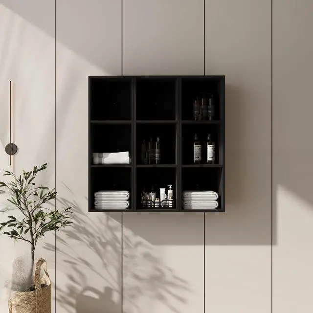 Main image of 36 Inch Wall-Mounted Storage Shelves Combination, Suitable For Small Bathroom, Study, Storage Room, Dark Oak (KD-Packing)-12*3