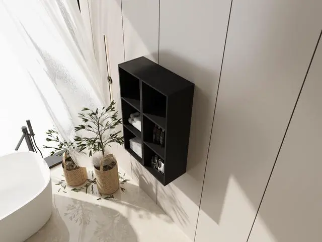 Alt view image 6 of 7 - 24 Inch Wall Mounted Storage Shelves Combination, Suitable For Small Bathroom, Study, Storage Room, Dark Oak (KD-Packing)-12*2