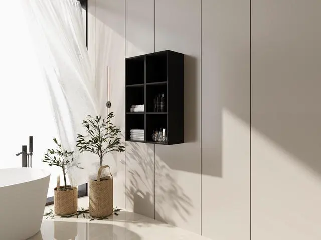 Alt view image 4 of 7 - 24 Inch Wall Mounted Storage Shelves Combination, Suitable For Small Bathroom, Study, Storage Room, Dark Oak (KD-Packing)-12*2