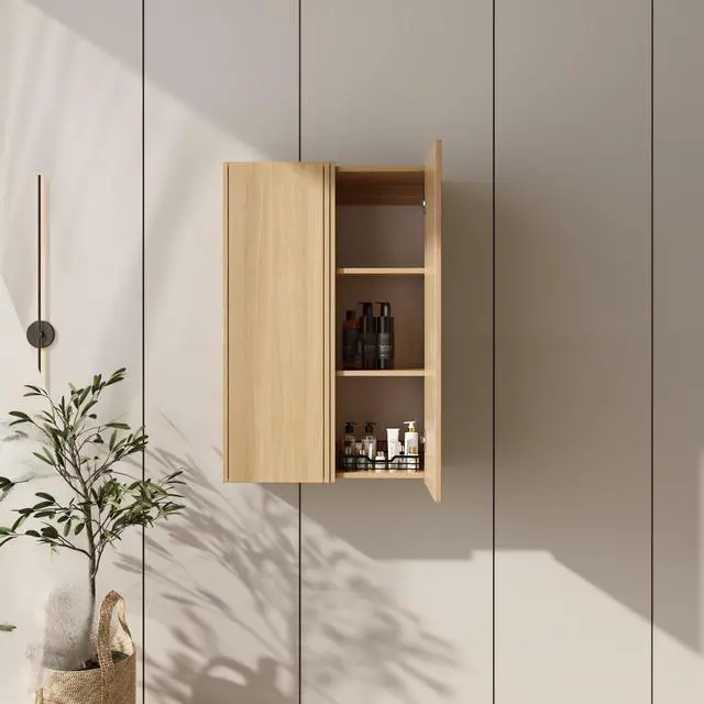 Main image of 24 Inch Wall Mounted Side Cabinet Combination, Soft Closing Door, Suitable For Small Bathroom,Study, Storage Room, Original Oak (KD-Packing)-12*2