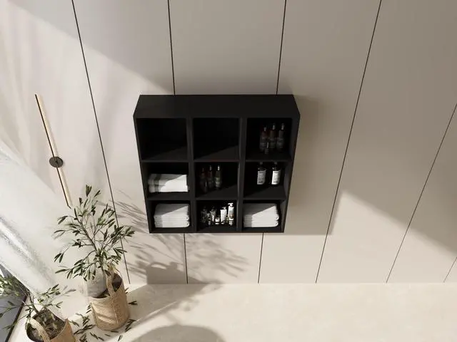 Alt view image 6 of 7 - 36 Inch Wall-Mounted Storage Shelves Combination, Suitable For Small Bathroom, Study, Storage Room, Dark Oak (KD-Packing)-12*3