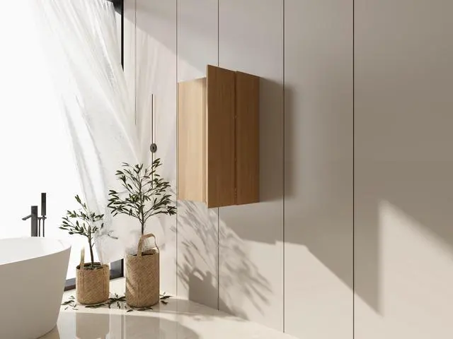 Alt view image 2 of 7 - 24 Inch Wall Mounted Side Cabinet Combination, Soft Closing Door, Suitable For Small Bathroom,Study, Storage Room, Original Oak (KD-Packing)-12*2
