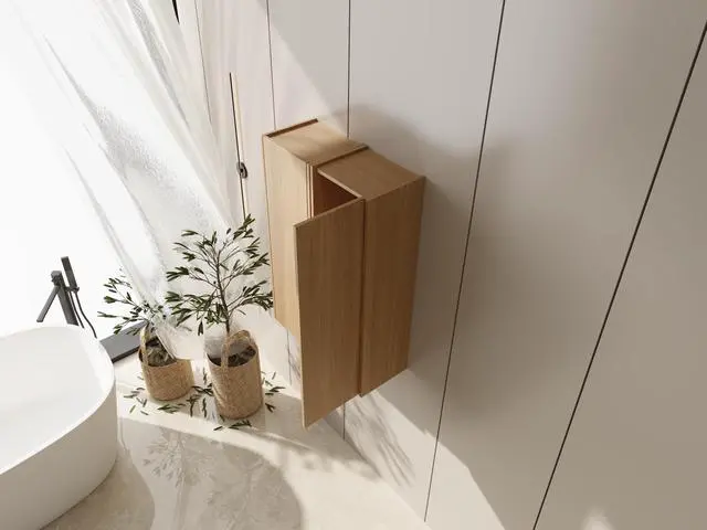 Alt view image 5 of 7 - 24 Inch Wall Mounted Side Cabinet Combination, Soft Closing Door, Suitable For Small Bathroom,Study, Storage Room, Original Oak (KD-Packing)-12*2