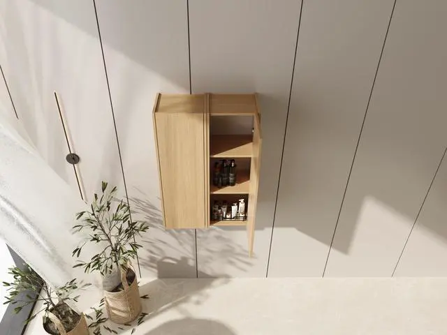 Alt view image 6 of 7 - 24 Inch Wall Mounted Side Cabinet Combination, Soft Closing Door, Suitable For Small Bathroom,Study, Storage Room, Original Oak (KD-Packing)-12*2