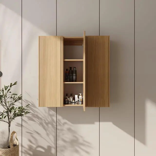 Main image of 36 Inch Wall Mounted Side Cabinet Combination, Soft Closing Door, Suitable For Small Bathroom,Study, Storage Room, Original Oak (KD-Packing)-12*3