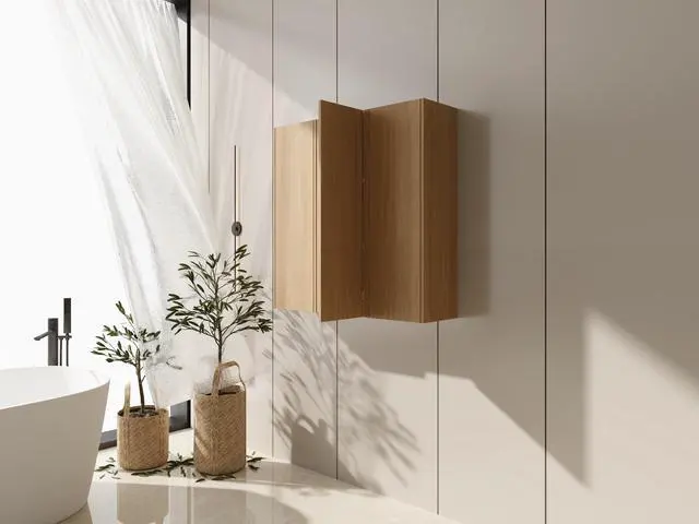 Alt view image 3 of 7 - 36 Inch Wall Mounted Side Cabinet Combination, Soft Closing Door, Suitable For Small Bathroom,Study, Storage Room, Original Oak (KD-Packing)-12*3