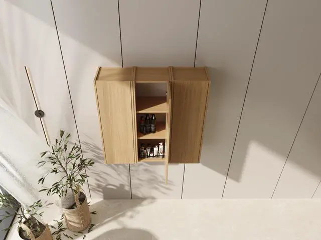 Alt view image 2 of 7 - 36 Inch Wall Mounted Side Cabinet Combination, Soft Closing Door, Suitable For Small Bathroom,Study, Storage Room, Original Oak (KD-Packing)-12*3