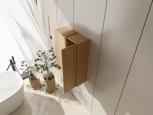 Alt view image 5 of 7 - 24 Inch Wall-Mounted Side Cabinet Combination, 2-Soft Closing Door, Suitable For Small Bathroom, Study, Storage Room, Original Oak (KD-Packing)