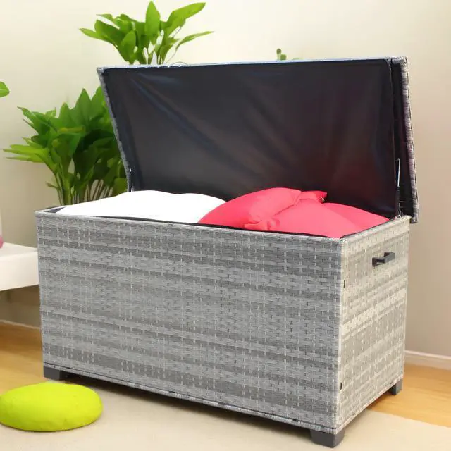 Main image of Wicker Patio Furniture Storage Box (Grey )