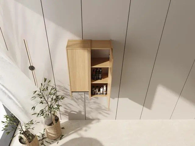 Alt view image 6 of 7 - 24 Inch Wall-Mounted Side Cabinet Combination, 2-Soft Closing Door, Suitable For Small Bathroom, Study, Storage Room, Original Oak (KD-Packing)