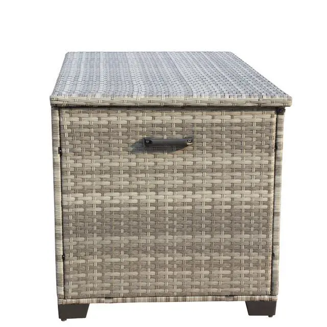 Alt view image 7 of 7 - Wicker Patio Furniture Storage Box (Grey )