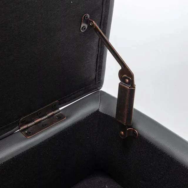 Alt view image 6 of 7 - Storage Bench with Storage Bench for Bedroom End of Bed Bench Foot of Bed Bench Entryway Bench Storage Ottoman Bench 43.3" W x 17.7" Dark Grey Leather Bench