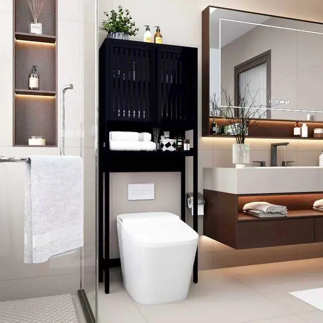 Main image of Toilet storage rack, independent bathroom, laundry room, space saving,Black