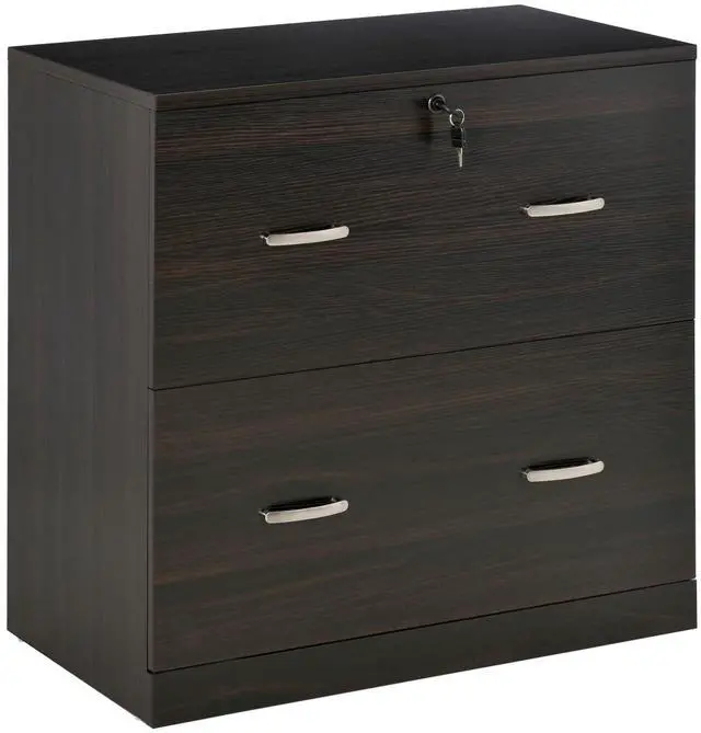 Main image of Vinsetto 2-Drawer File Cabinet with Lock and Keys, Vertical Storage Filing Cabinet with Hanging Bar for Letter Size, Home Office, Walnut