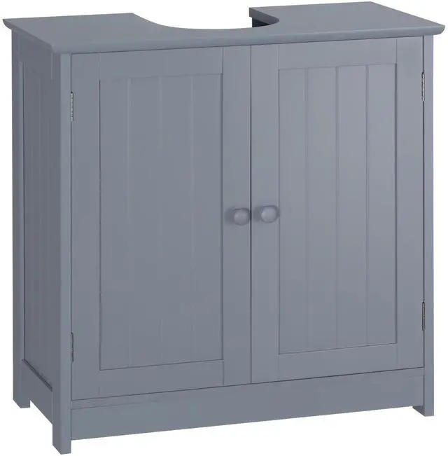 Main image of HOMCOM Under Sink Bathroom Cabinet with 2 Doors and Shelf, Pedestal Sink Bathroom Vanity Cabinet, Gray
