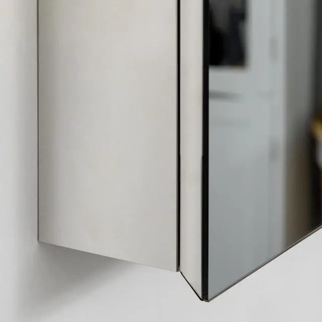 Alt view image 5 of 7 - kleankin Wall-Mounted Medicine Cabinet with Mirror, Bathroom Mirror Cabinet Wall Mounted with Hinged Door, Storage Shelves for Living Room and Laundry Room, 15" x 24", Silver